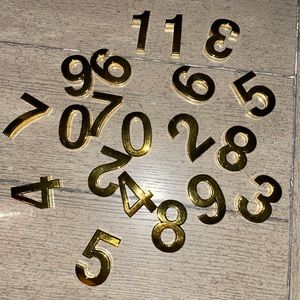 Stick on gold colored numbers